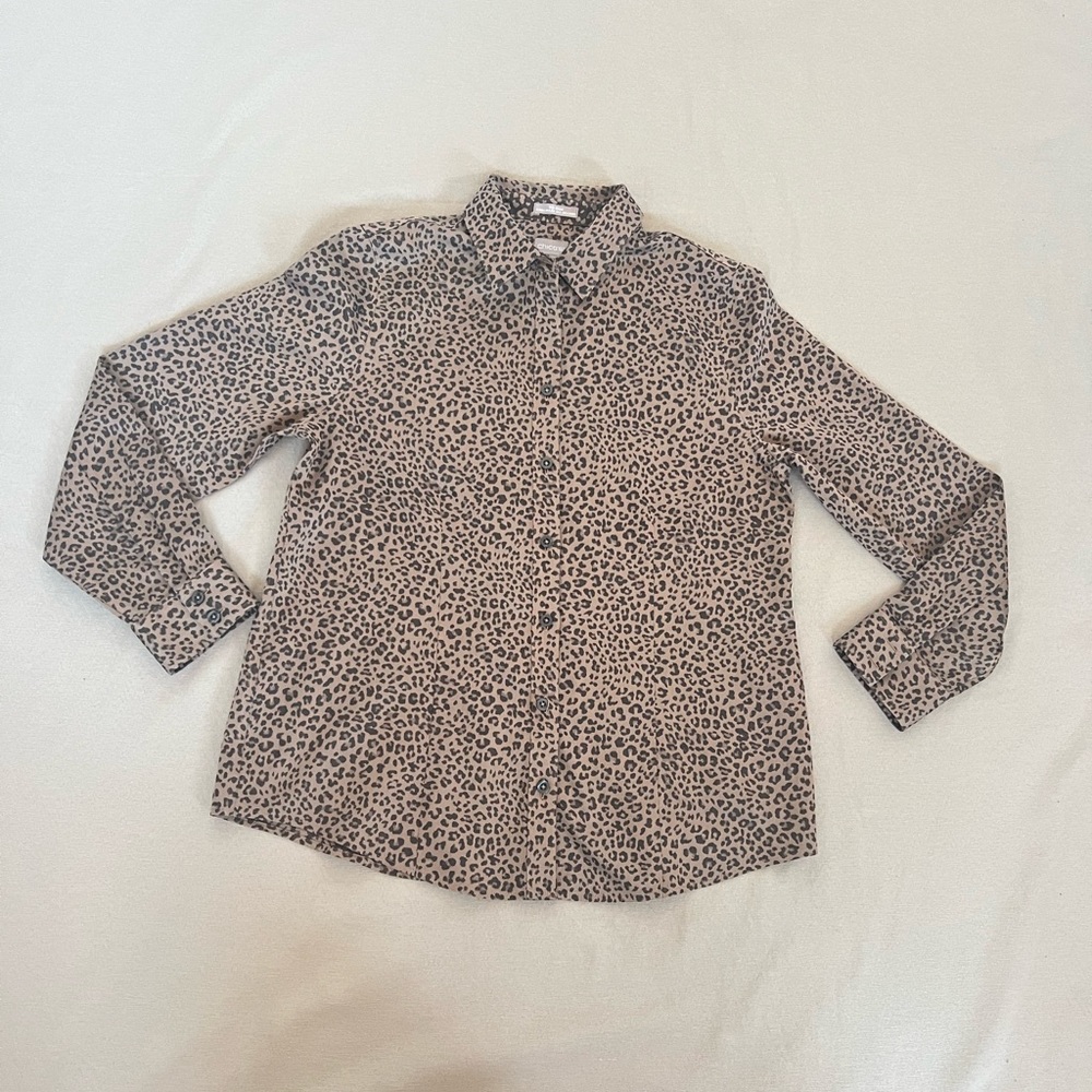 Chicos Animal Print No Iron Effortless Shirt Love Leopard Lisa‎ Size 6 - Picture 2 of 13